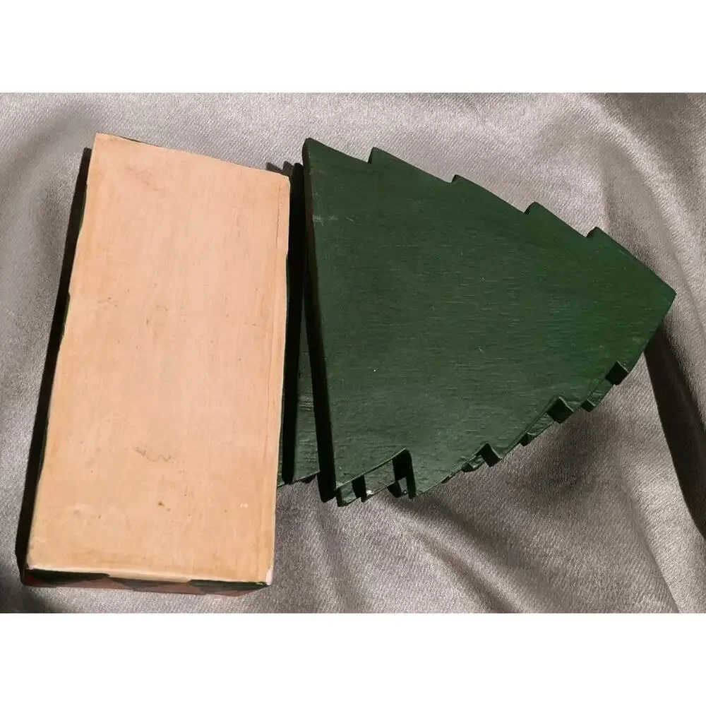 Handmade Wooden Christmas Tree Coasters Rustic Holiday Decor Set of 4 Farmhouse